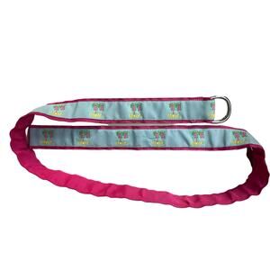 Eliza B Silver D-Ring Buckle Preppy Belt Size L Pink Blue Beach Chair Umbrella